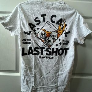 Franchise LA men’s shirt small white with skeletons and drinking